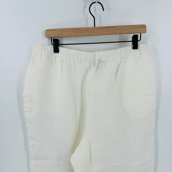 J. Jill Linen Pants Cream Elastic Waist Pockets High Rise Pull-On Size 1X - Picture 6 of 10
